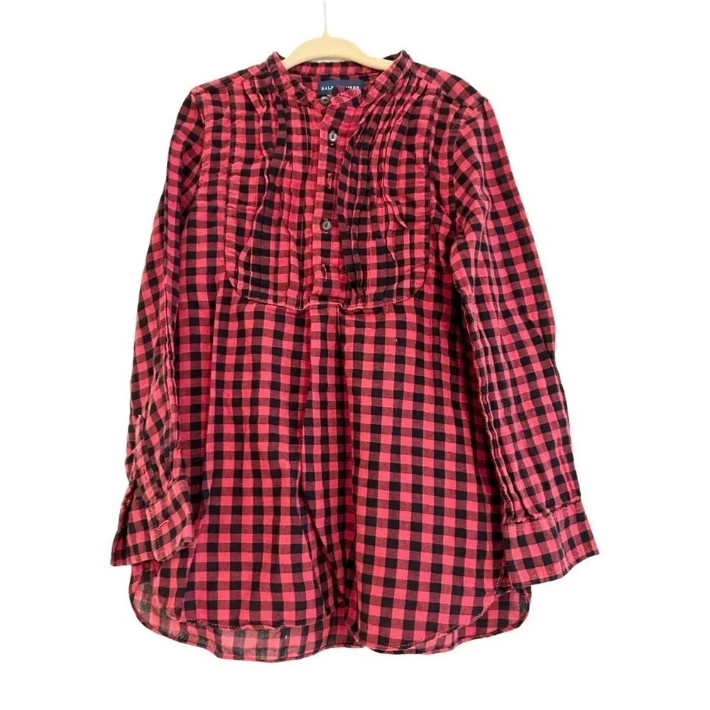 Girls RALPH LAUREN Red Plaid Cotton Top